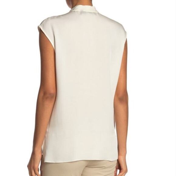 Theory Relaxed Wrap Ivory 100% Silk Tie Neck Blouse S - Picture 2 of 9